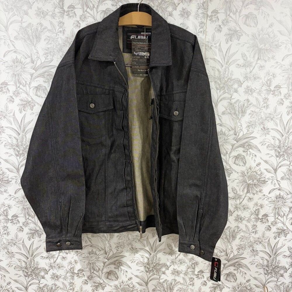 Vintage FUBU Oversized Jacket Mens XL Dark Denim Jean Hip Hop Streetwear Y2K NEW